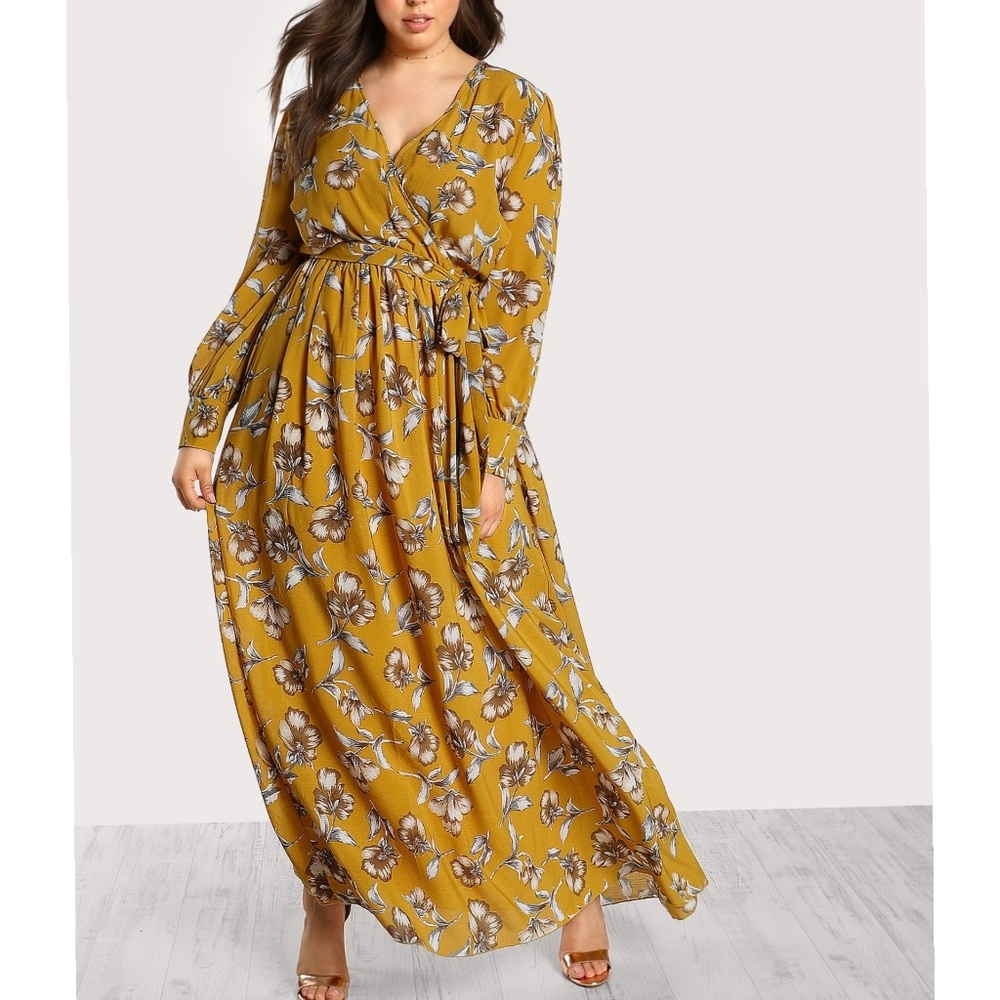 Floral Print Long Sleeve Maxi Dress